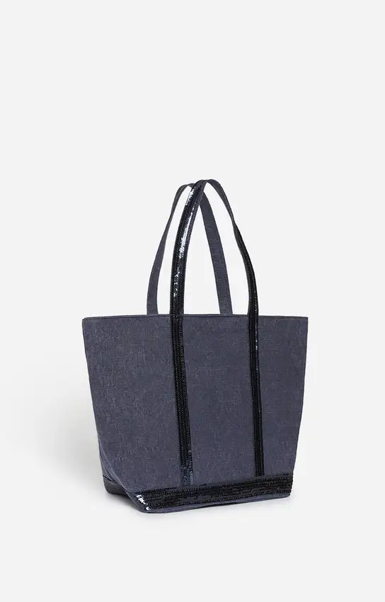 Cabas M denim en lin zippé Vanessa Bruno