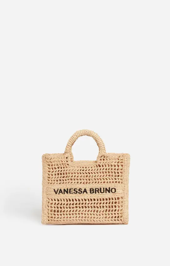 PANIER PM SABLE/NOIR Petit Panier Vanessa Bruno Raphia Fait Main