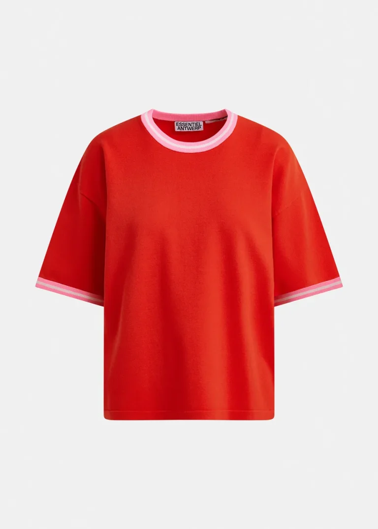 T-shirt court en maille rouge Jefinitely