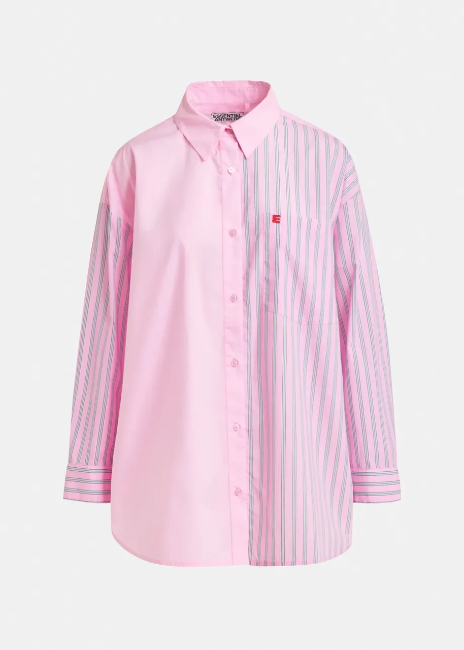 Chemise à empiècements rayés rose clair et bleu clair - JOLIVIA-J2CO - Granville Concept 102