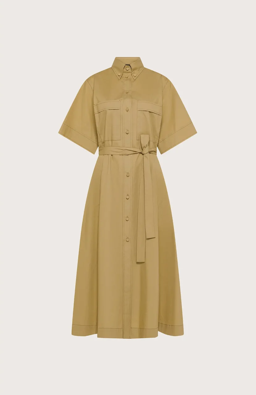 Robe coton stretch Kaki