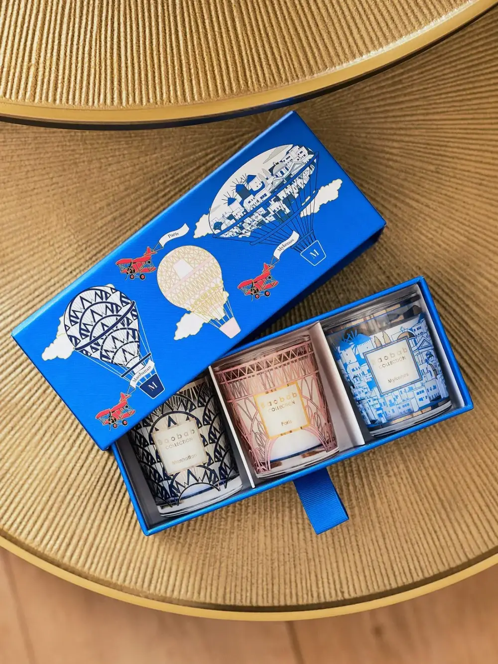 COFFRET TRIO TRAVEL – Manhattan, Paris, Mykonos – Baobab Collection