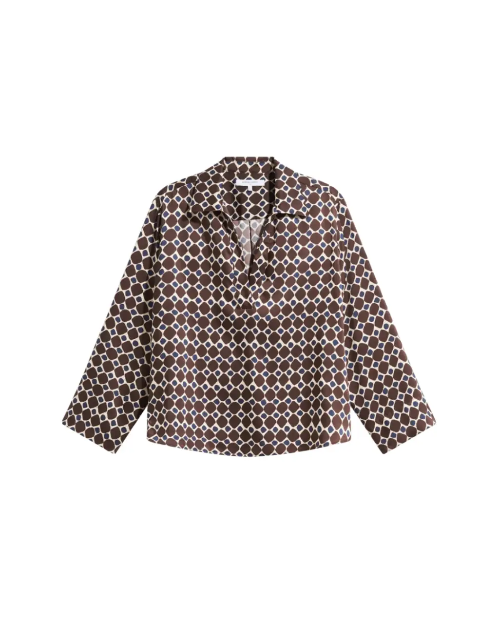 Blouse Lorra marron à imprimé graphique – Gérard Darel
