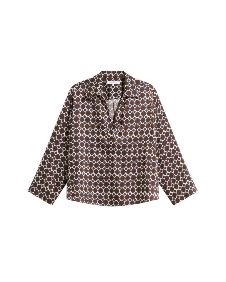 Blouse Lorra marron à imprimé graphique – Gérard Darel