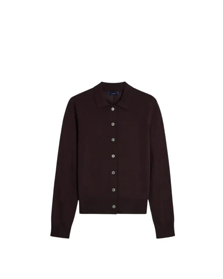 Cardigan Hailey chocolat en laine mérinos – Soeur