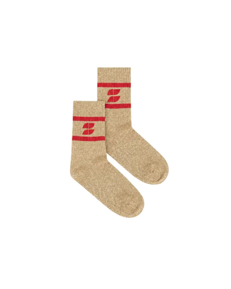 Chaussettes Logo Glitter Oyster Poppy Red – By-Bar
