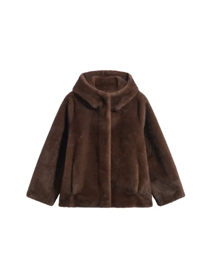 Manteau Agate marron Cigare en fausse fourrure – Gérard Darel
