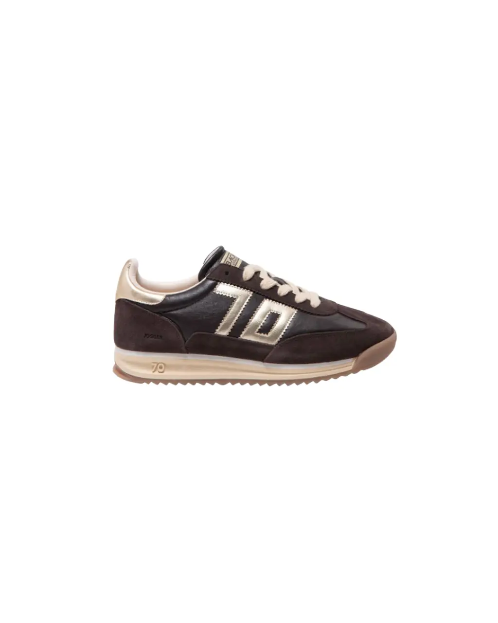 Baskets Jogger Spongy Nappa marron café et doré – Back 70