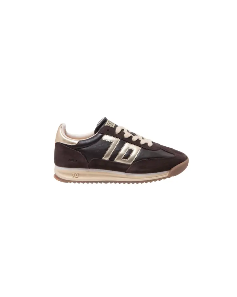 Baskets Jogger Spongy Nappa marron café et doré – Back 70