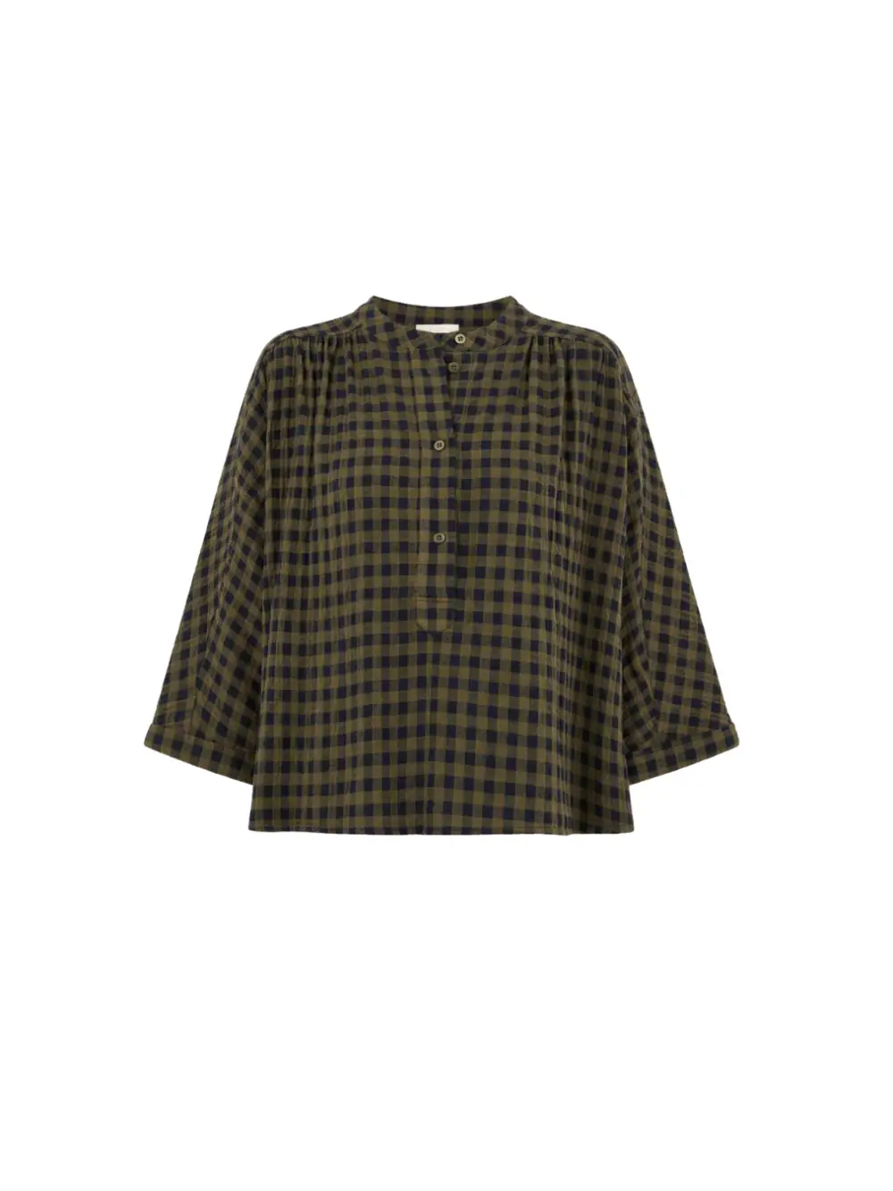 Blouse Jess à carreaux vert olive – By-Bar