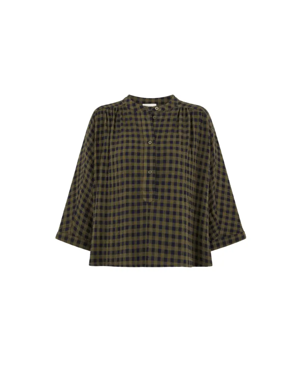 Blouse Jess à carreaux vert olive – By-Bar