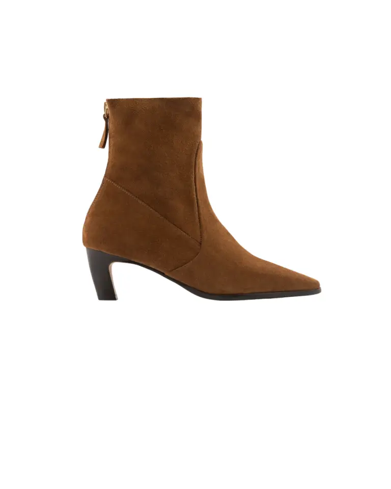 Bottines Tiara camel en cuir velours – Maison Toufet Paris