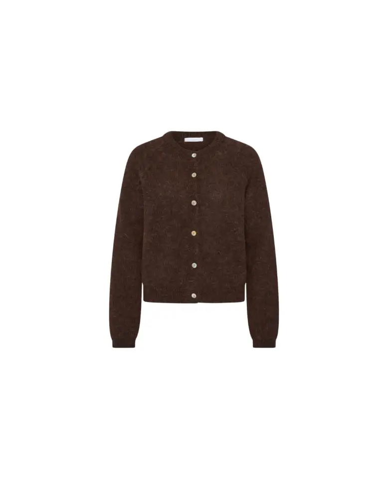 Cardigan Falon marron profond en alpaga – By-Bar