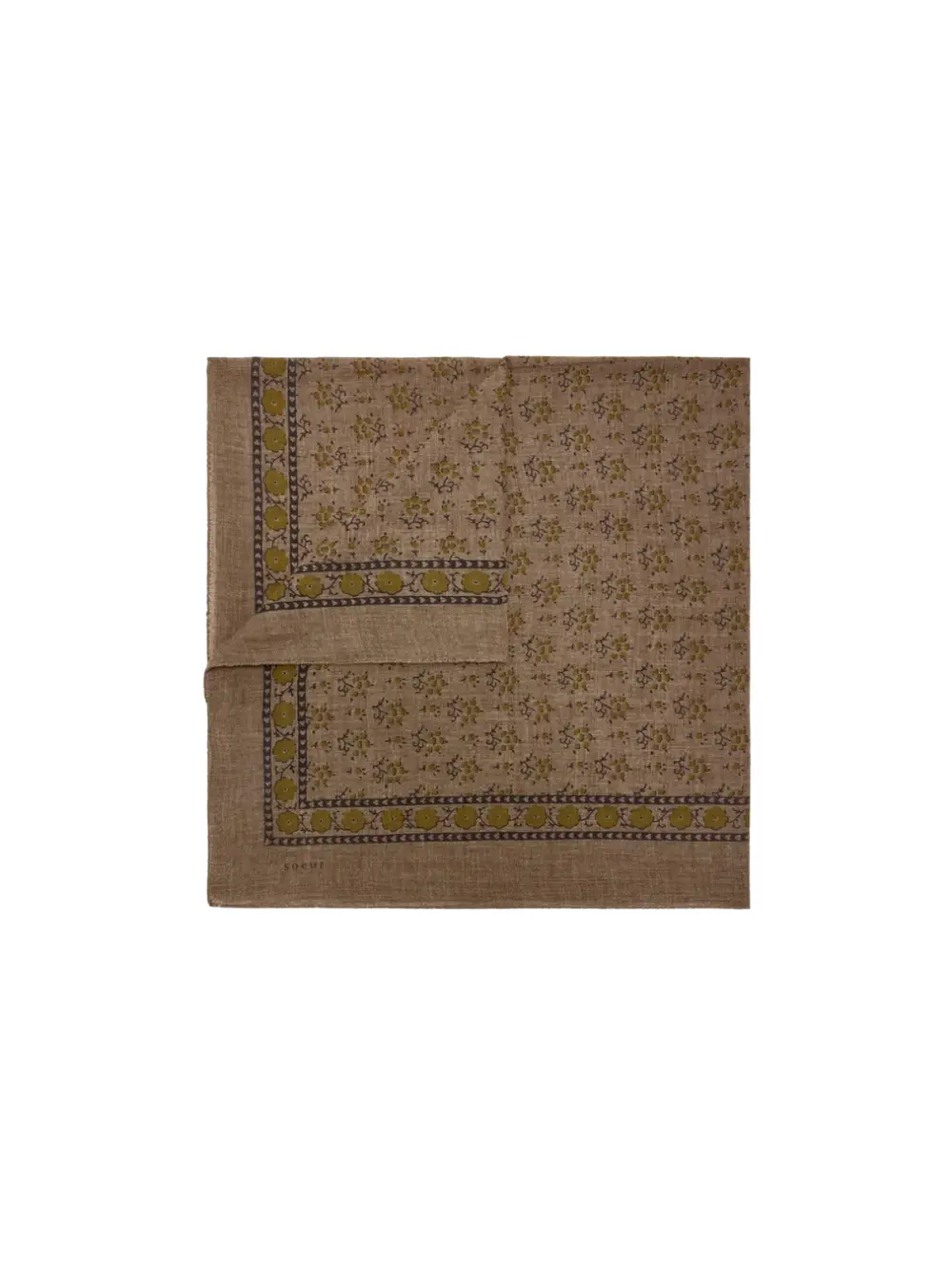 Foulard Classique taupe chiné et kaki en laine – Soeur