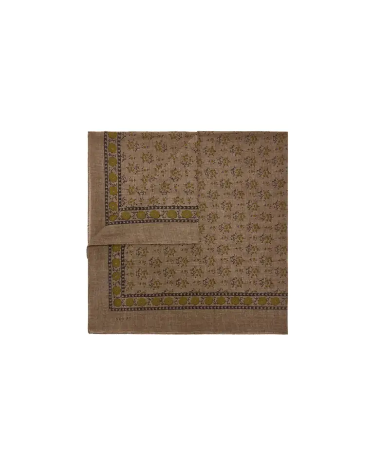 Foulard Classique taupe chiné et kaki en laine – Soeur