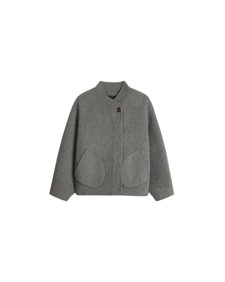 Manteau Windsor gris clair chiné en laine – Soeur Concept 102