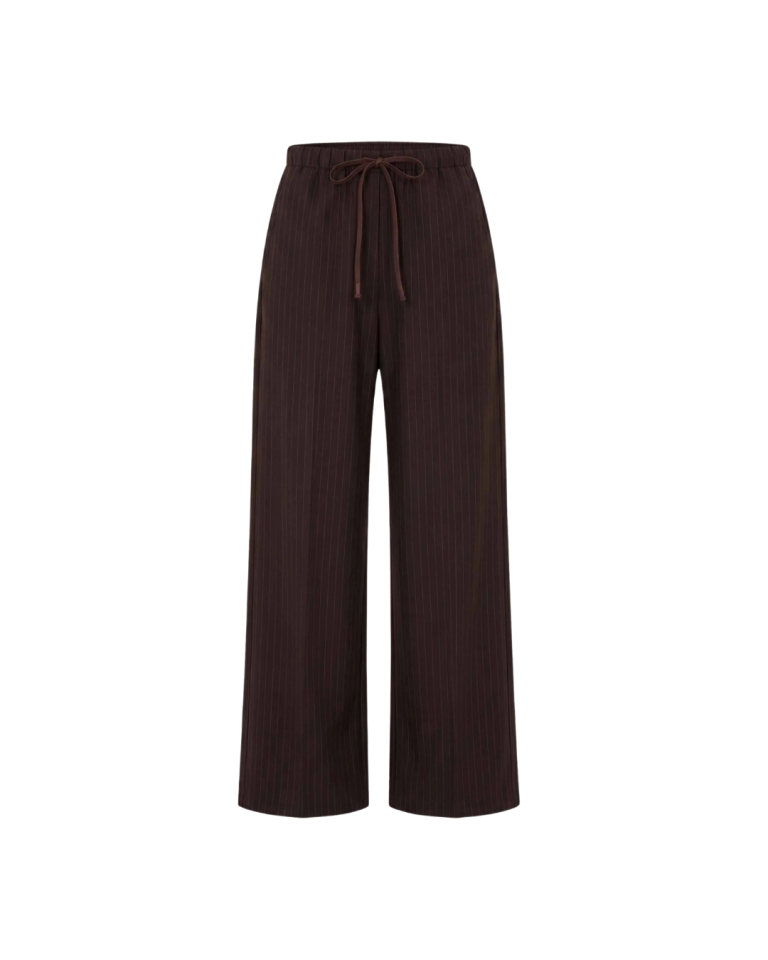 Pantalon Pelle Pinstripe marron à fines rayures – By-Bar