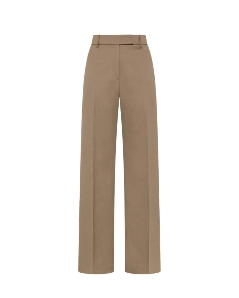 Pantalon droit taupe en flanelle légère – Seventy Venezia