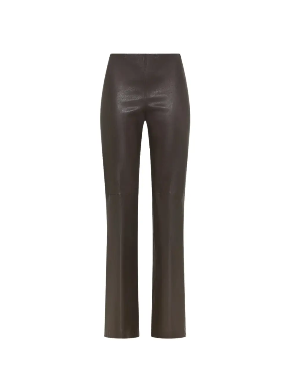Pantalon évasé en cuir nappa marron profond – Seventy Venezia