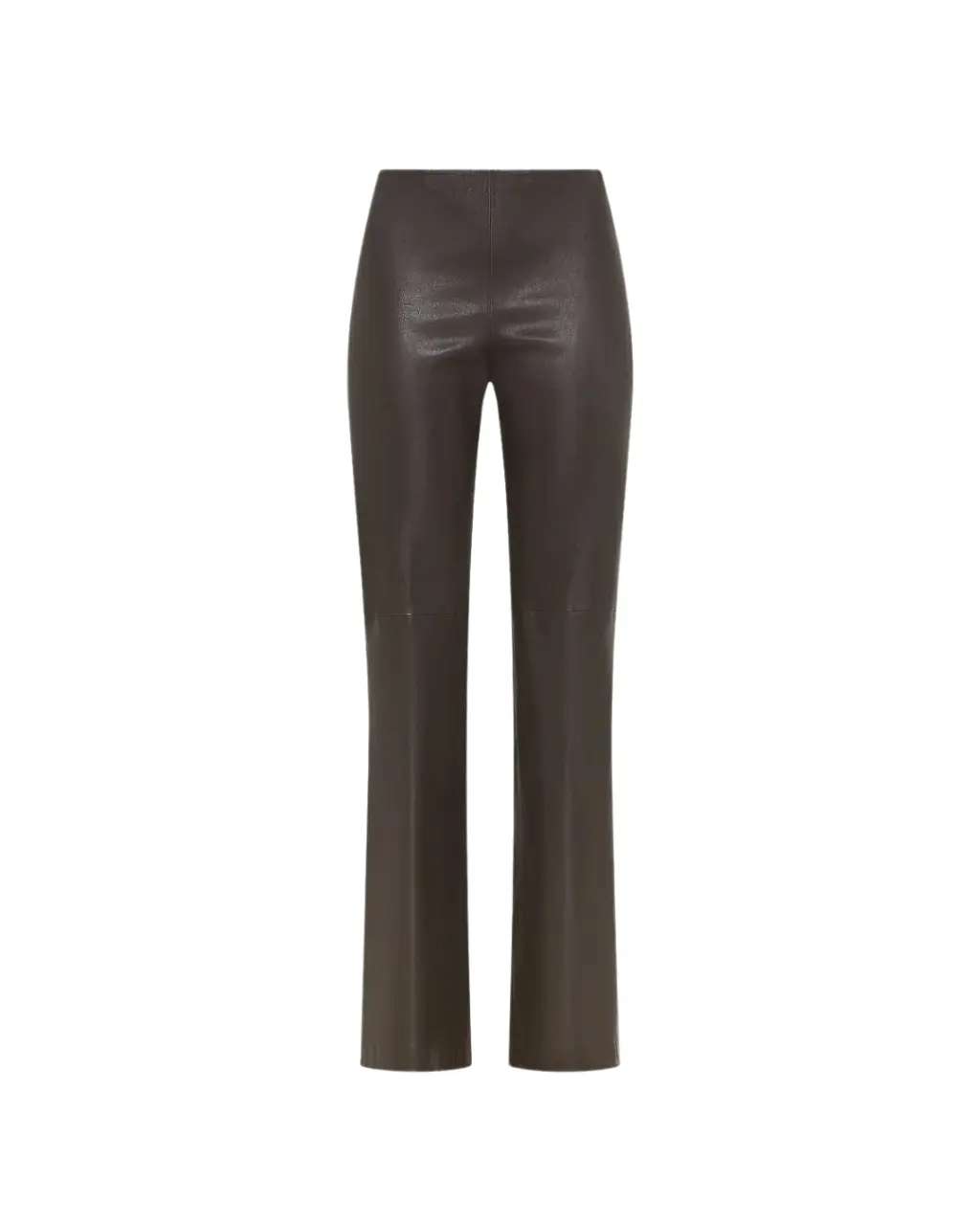 Pantalon évasé en cuir nappa marron profond – Seventy Venezia