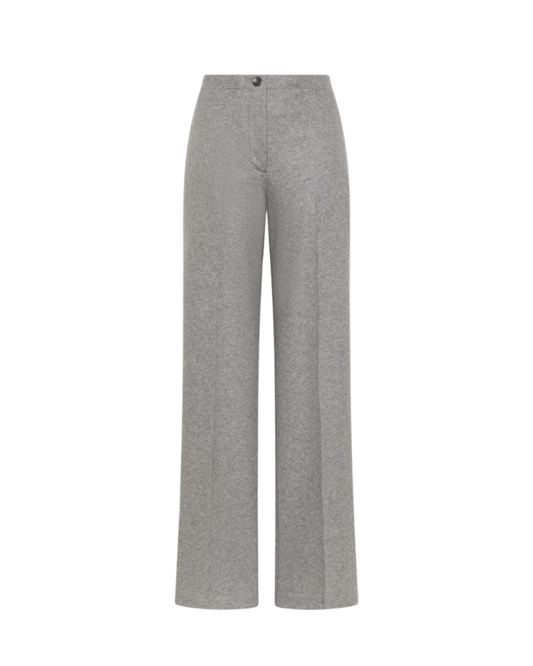 Pantalon large gris en flanelle 100 % laine – Seventy Venezia