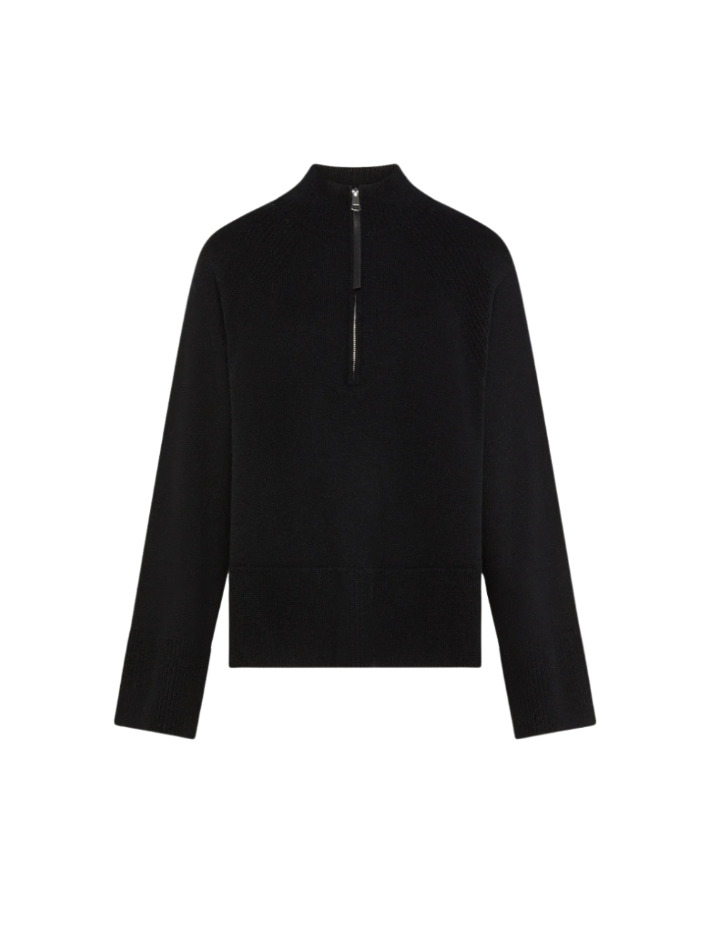 Pull col montant zippé noir en laine et cachemire – Seventy Venezia