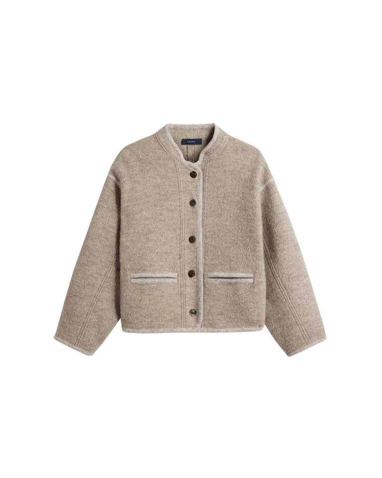 Veste Olympe beige gris en laine – Soeur
