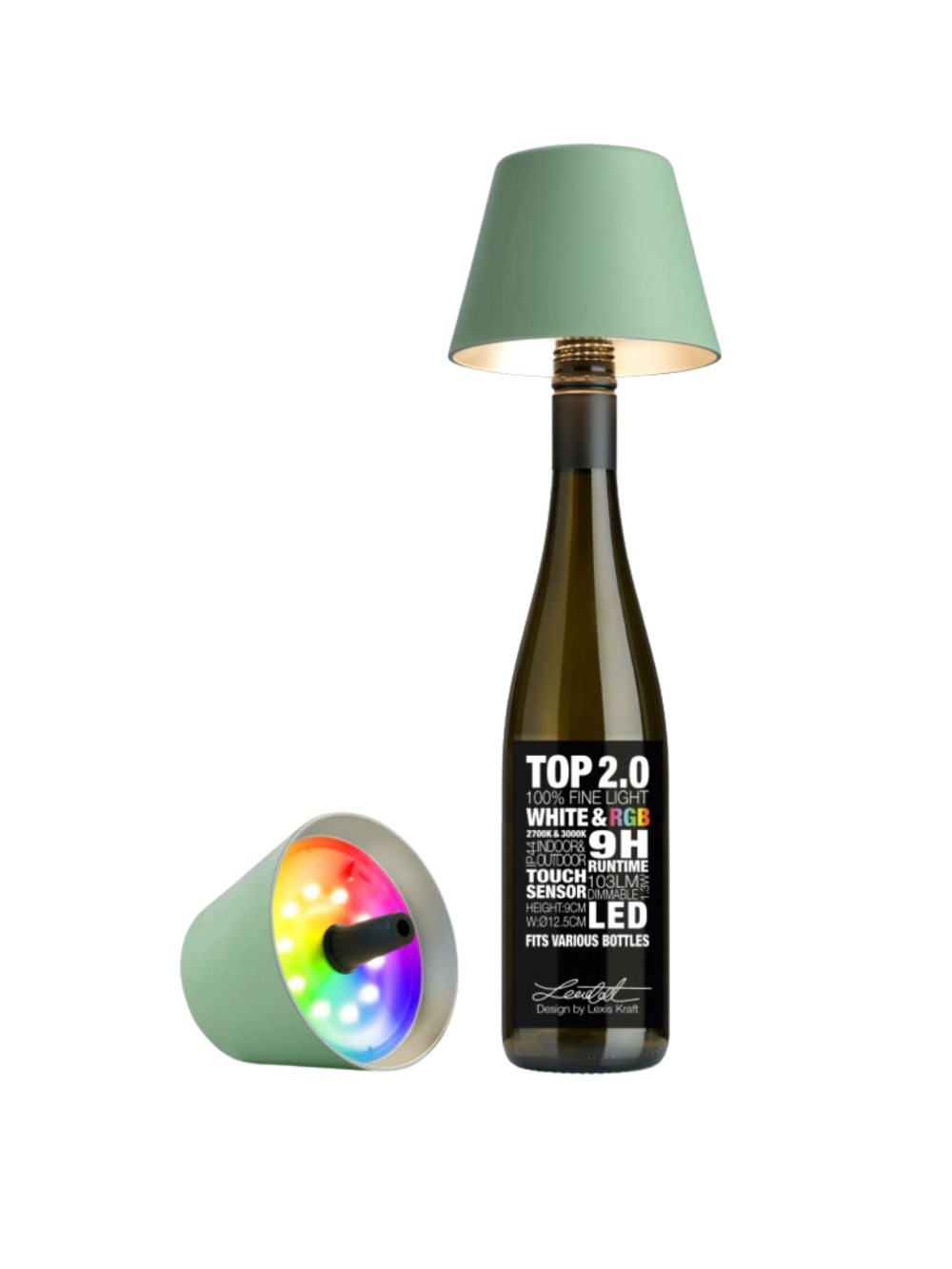 Lampe bouteille TOP 2.0 vert olive