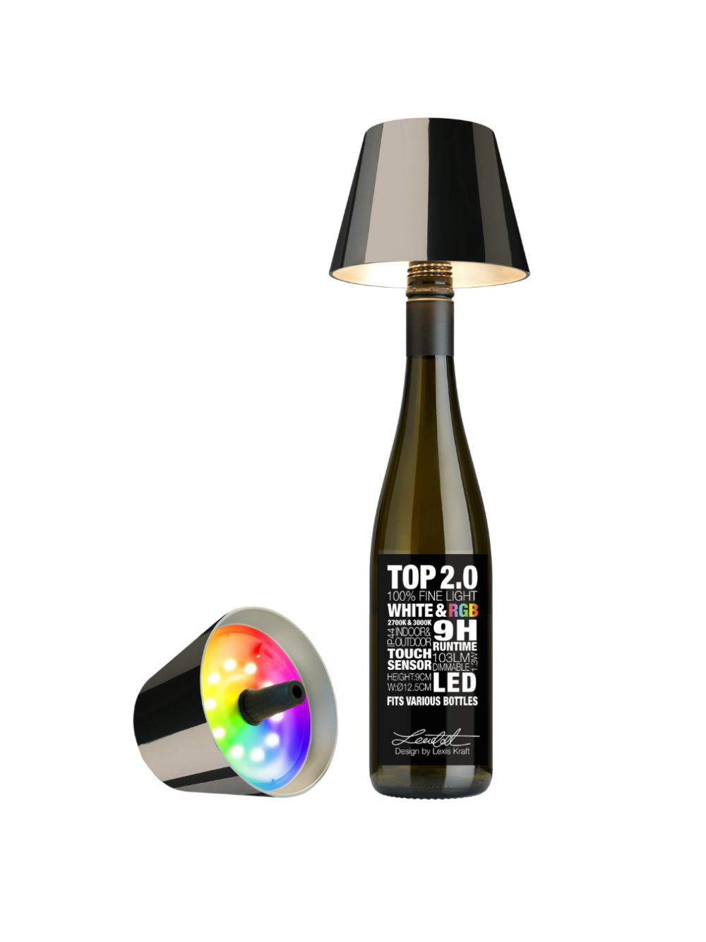 Lampe bouteille rechargeable TOP 2.0 gris sidéral – Sompex