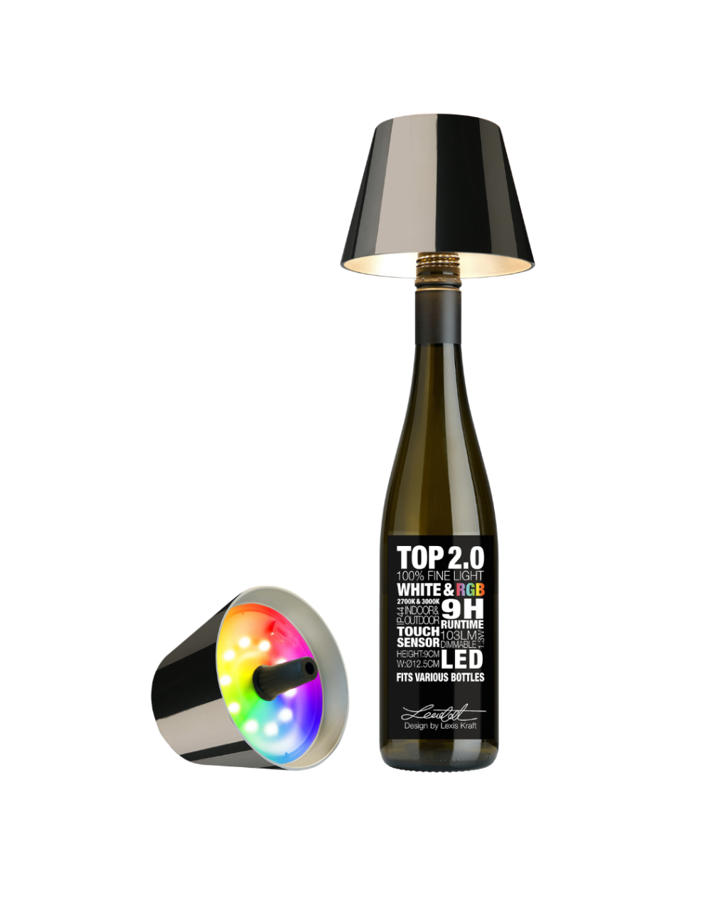 Lampe bouteille rechargeable TOP 2.0 gris sidéral – Sompex